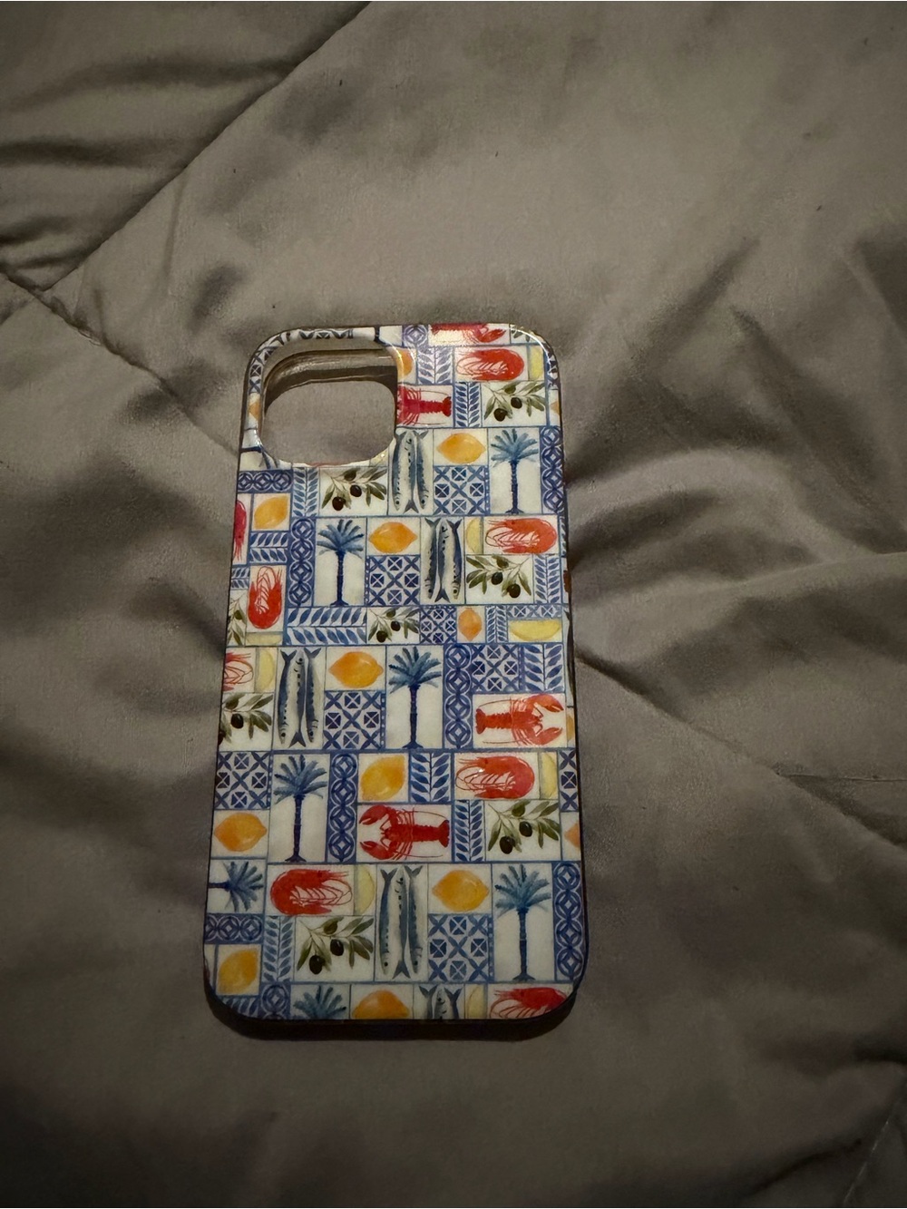T.J.Maxx Blue Multicolor Tile-Pattern Phone Case